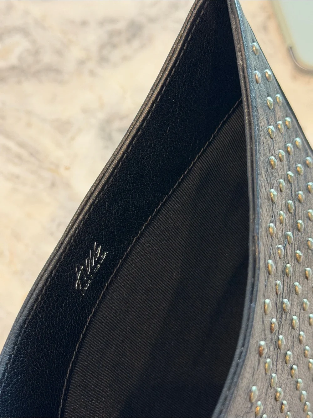 ABAS Black Studded genuine Leather iPad tablet case sleeve